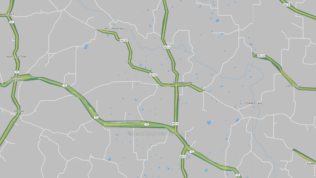Sedgewickville, MO Map of Noise Levels in Sedgewickville