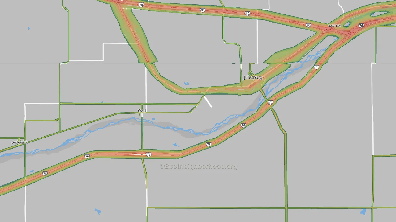 Sedgwick County, CO Map of Noise Levels in Sedgwick County