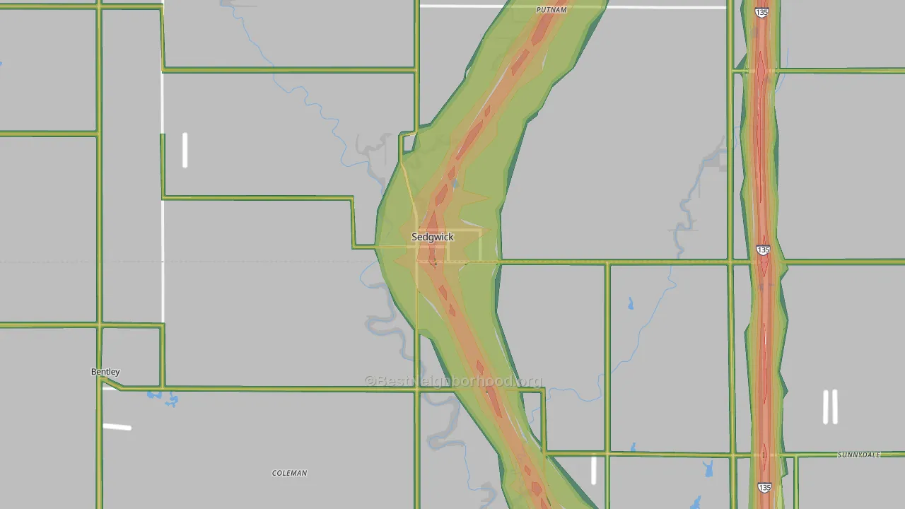Sedgwick, KS Map of Noise Levels in Sedgwick