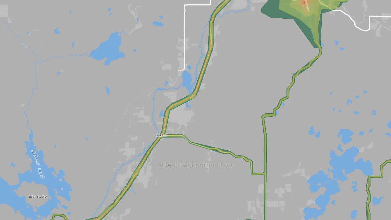 Seeleys, WI Map of Noise Levels in Seeleys