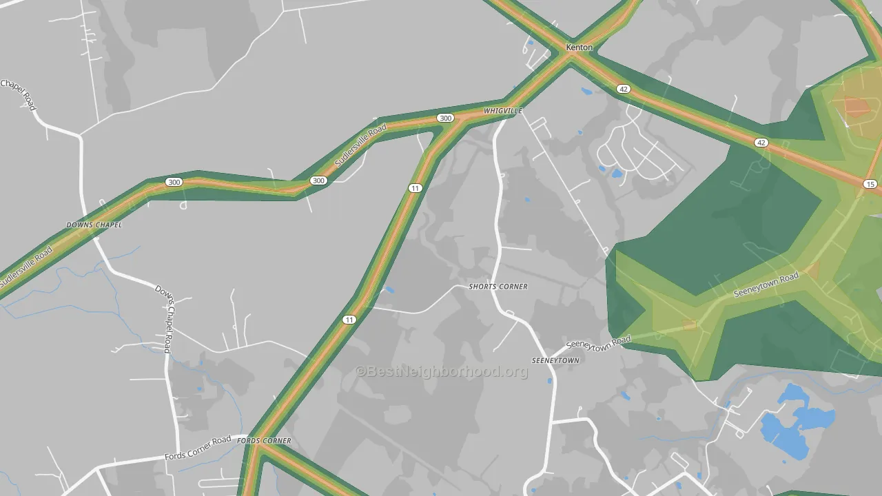 Seeneytown, DE Map of Noise Levels in Seeneytown