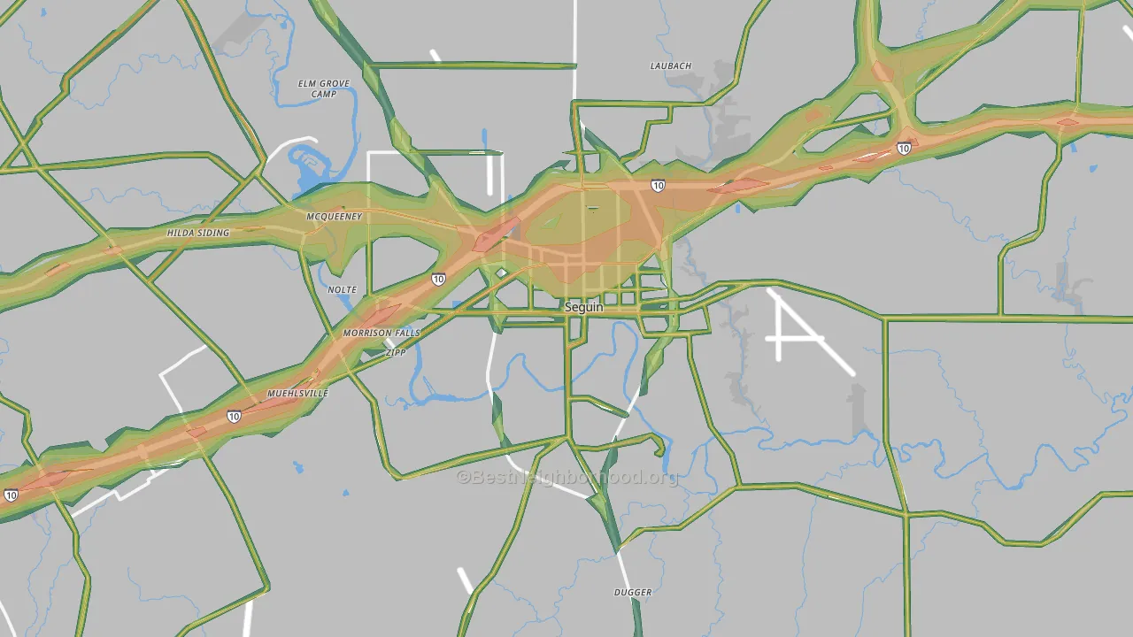 Seguin, TX Map of Noise Levels in Seguin