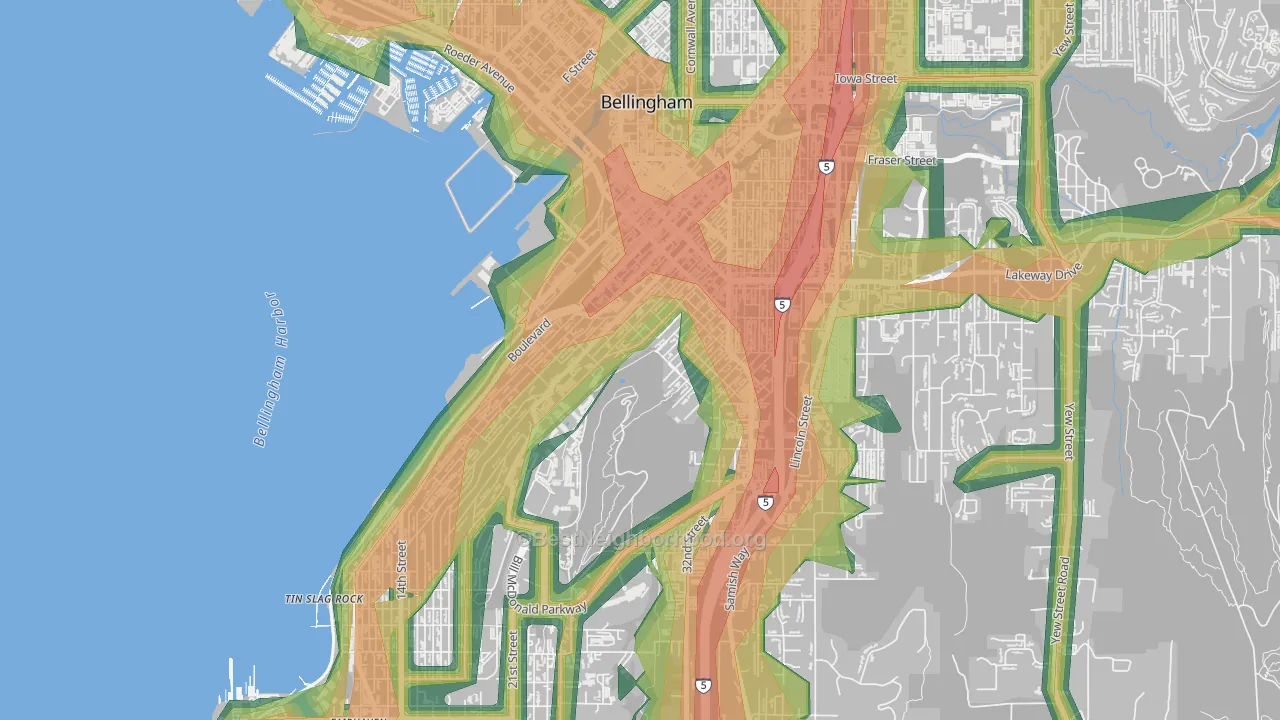 Sehome, Bellingham, WA Map of Noise Levels in Sehome
