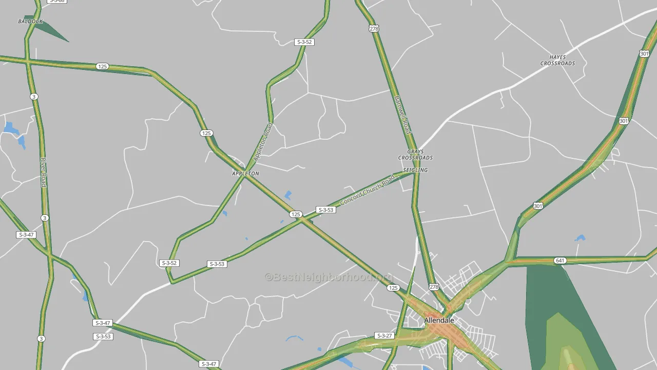 Seigling, SC Map of Noise Levels in Seigling