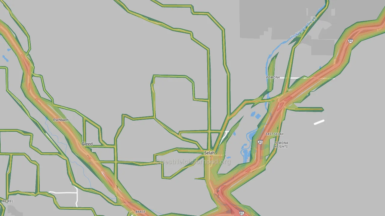 Selah, WA Map of Noise Levels in Selah