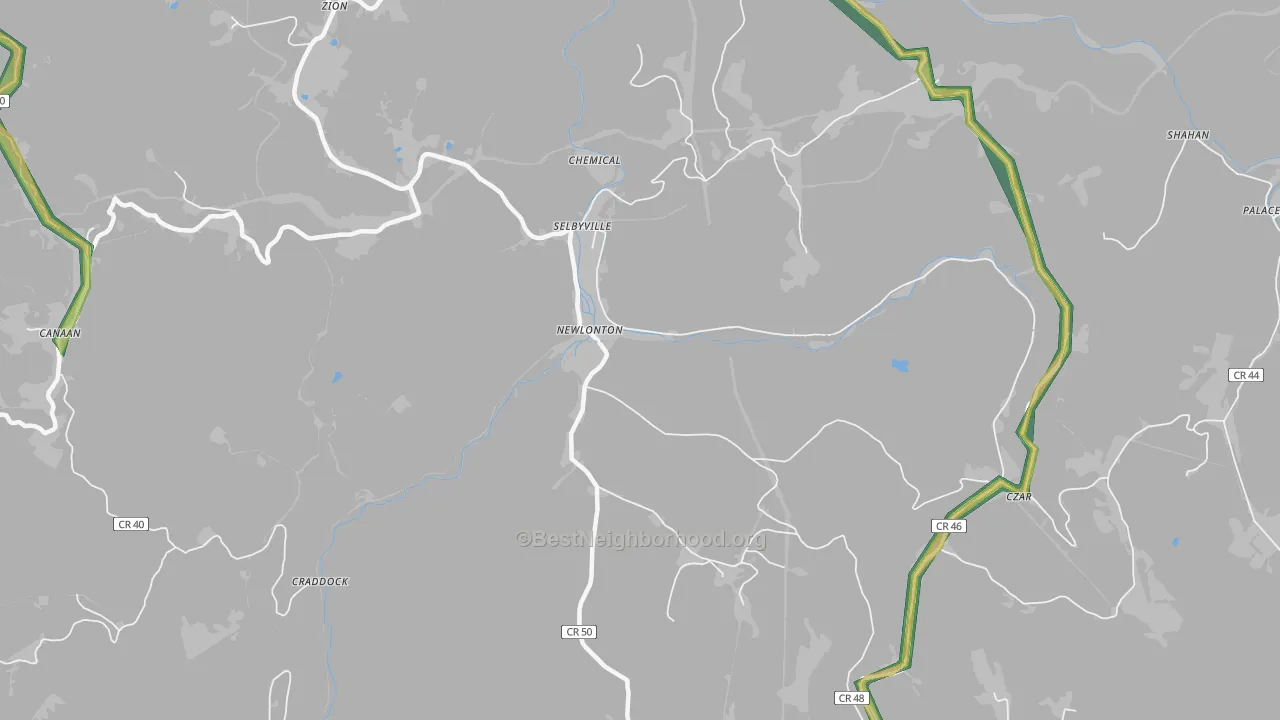 Selbyville, WV Map of Noise Levels in Selbyville