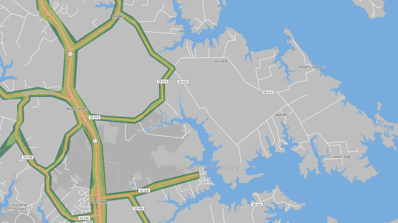 Selden, VA Map of Noise Levels in Selden