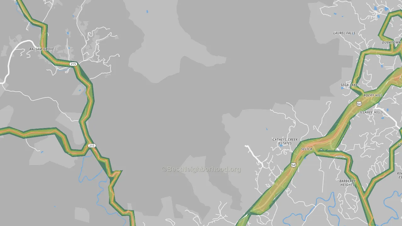Selica, NC Map of Noise Levels in Selica