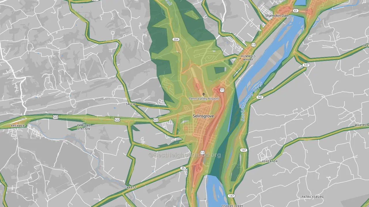 Selinsgrove, PA Map of Noise Levels in Selinsgrove