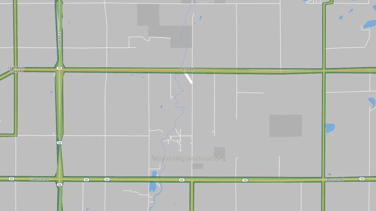 Selkirk, MI Map of Noise Levels in Selkirk