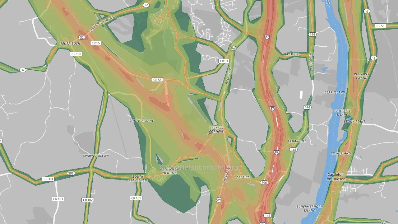 Selkirk, NY Map of Noise Levels in Selkirk