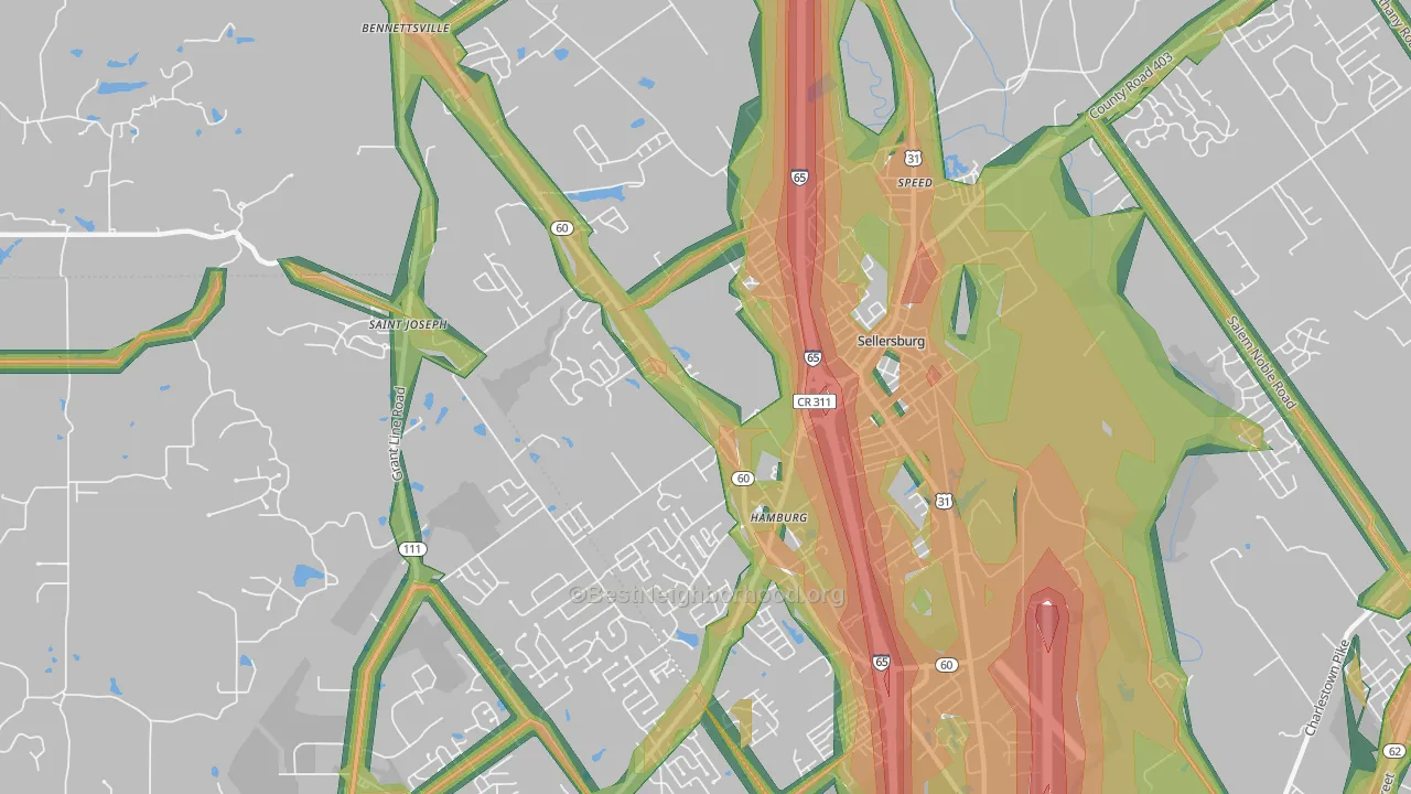 Sellersburg, IN Map of Noise Levels in Sellersburg