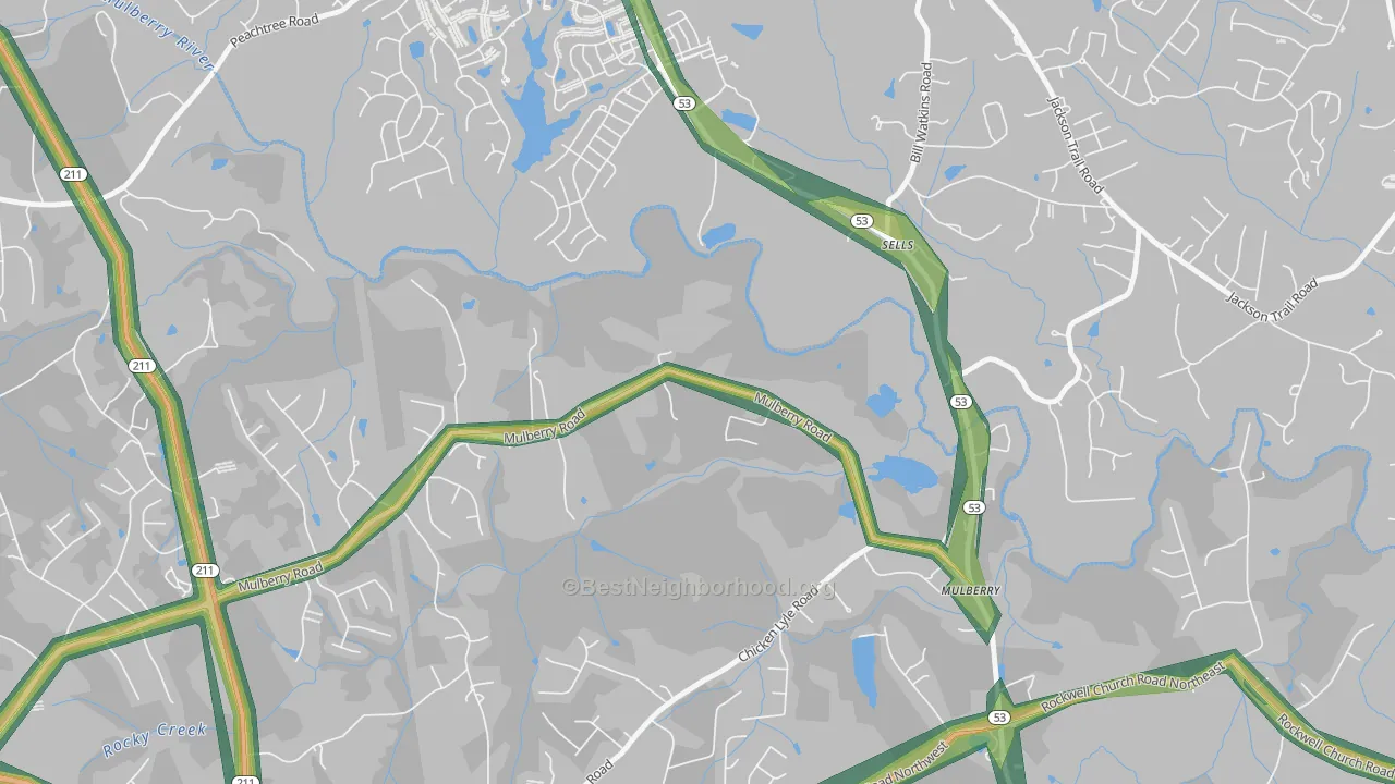 Sells, GA Map of Noise Levels in Sells