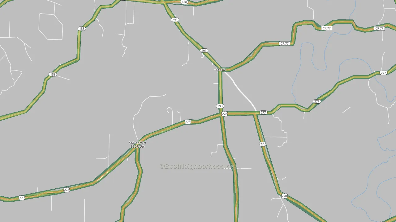 Selma, AR Map of Noise Levels in Selma