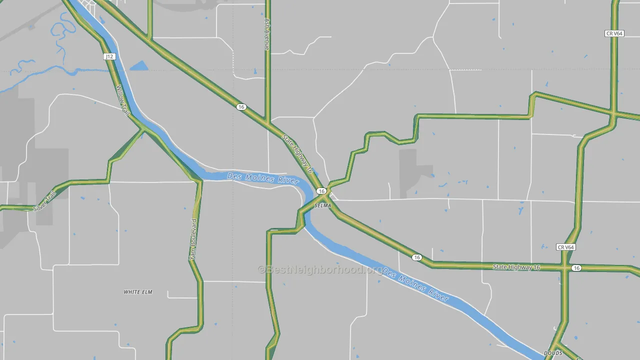 Selma, IA Map of Noise Levels in Selma