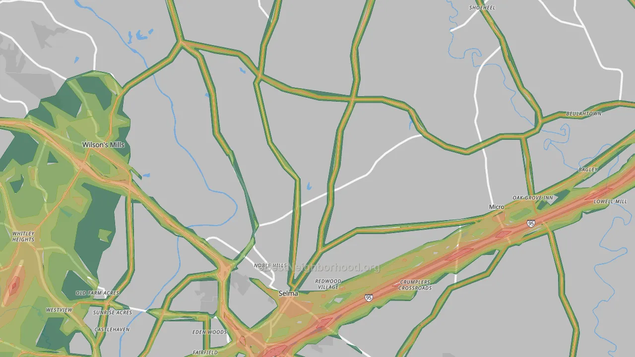 Selma, NC Map of Noise Levels in Selma