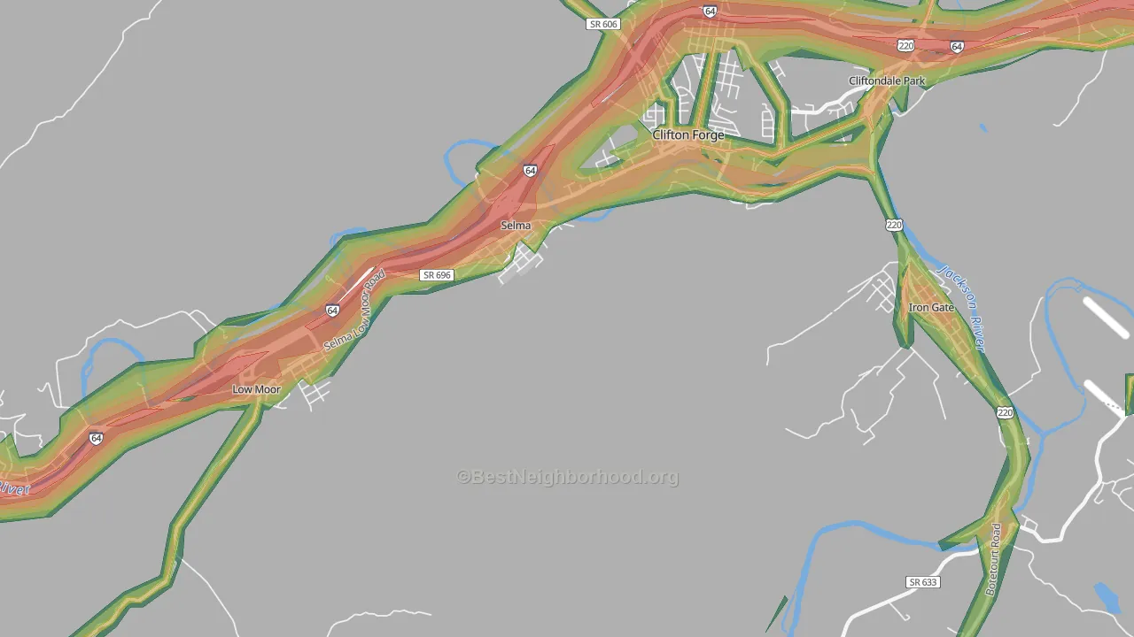 Selma, VA Map of Noise Levels in Selma