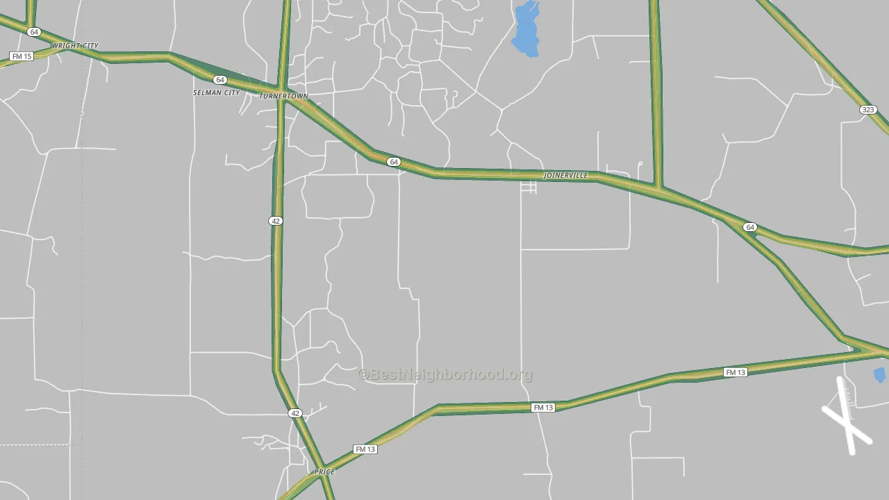 Selman City, TX Map of Noise Levels in Selman City
