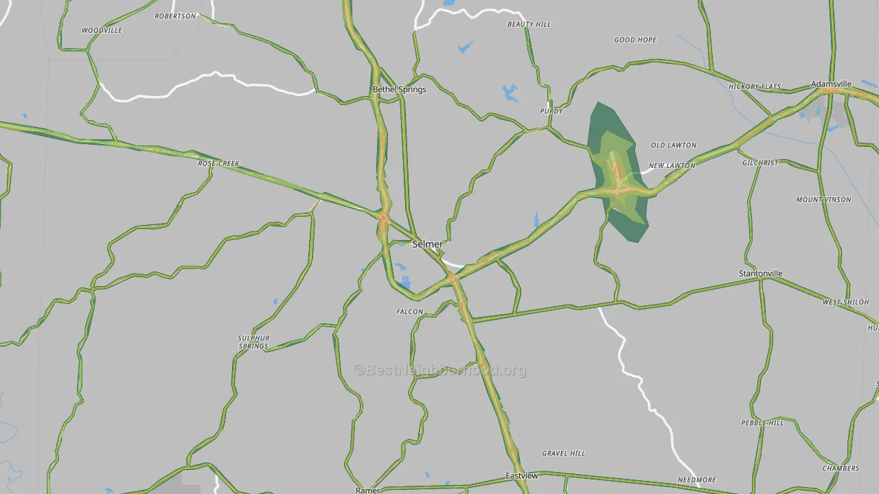 Selmer, TN Map of Noise Levels in Selmer
