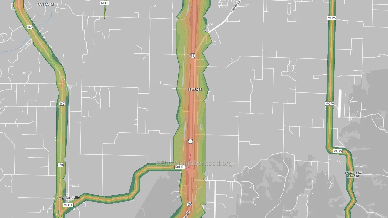 Selmore, MO Map of Noise Levels in Selmore