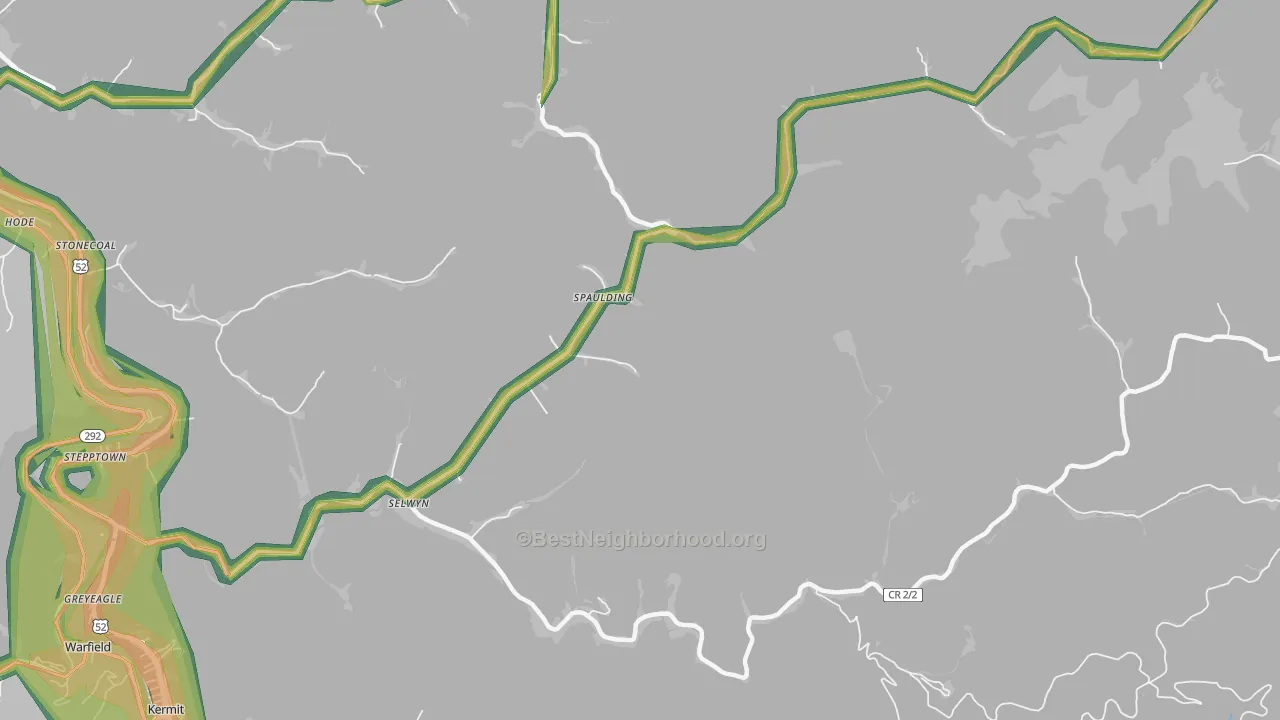 Selwyn, WV Map of Noise Levels in Selwyn