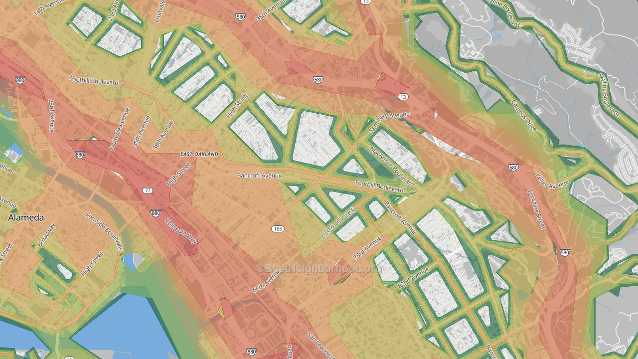 Seminary, Oakland, CA Map of Noise Levels in Seminary