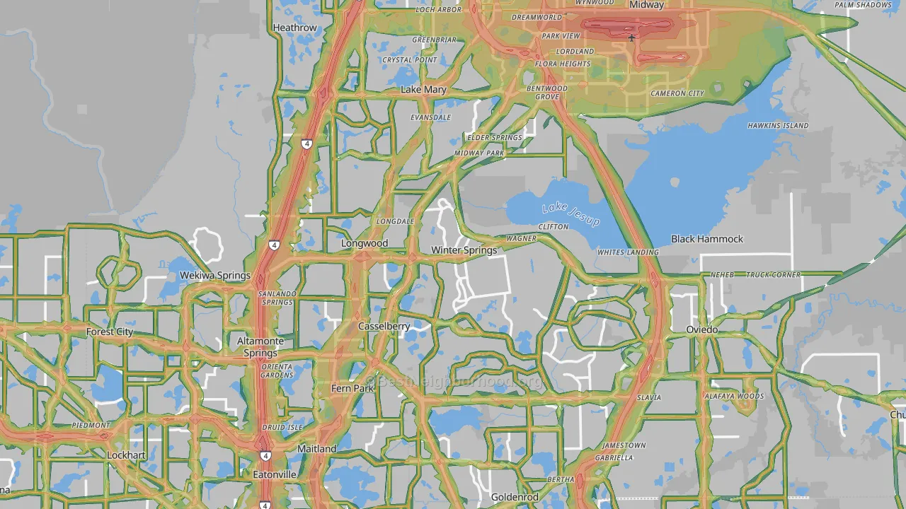 Seminole County, FL Map of Noise Levels in Seminole County