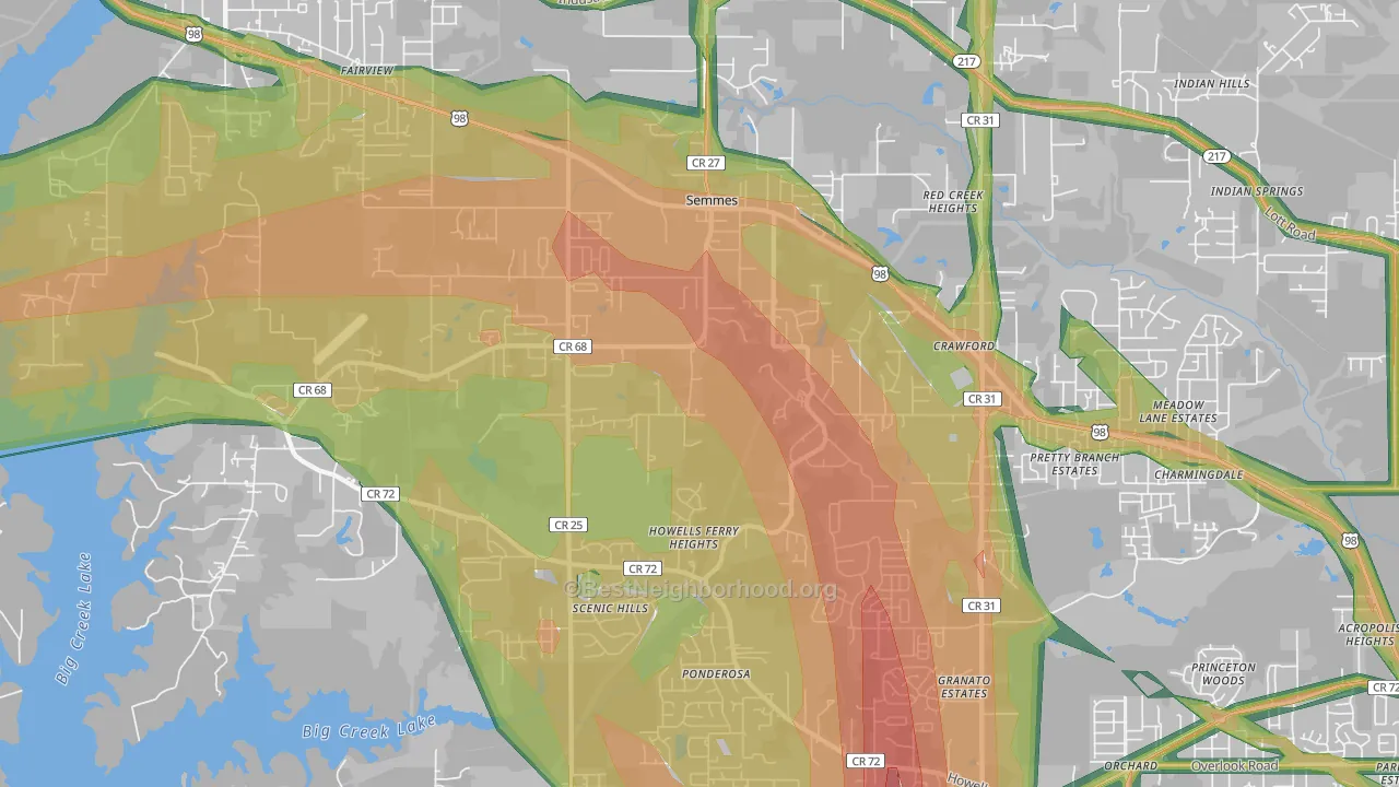 Semmes, AL Map of Noise Levels in Semmes