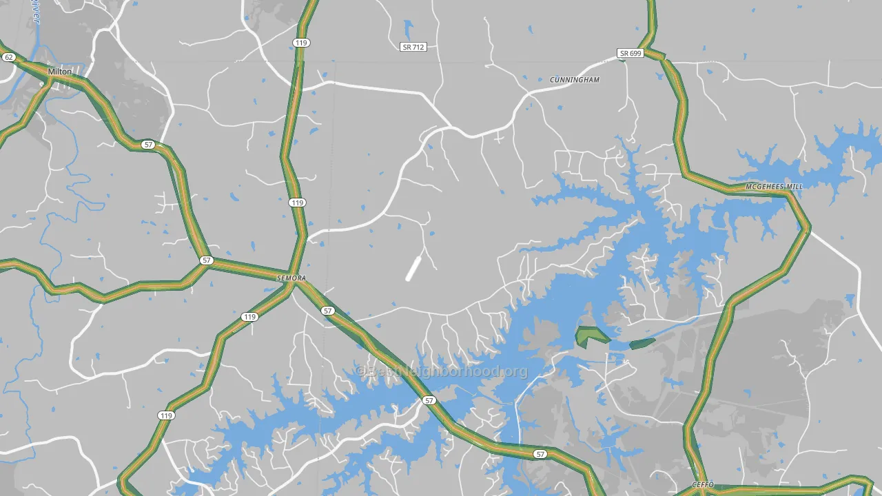 Semora, NC Map of Noise Levels in Semora
