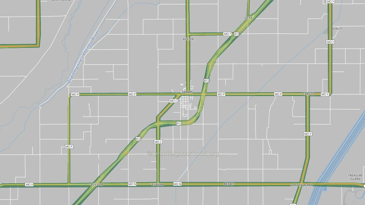 Senath, MO Map of Noise Levels in Senath