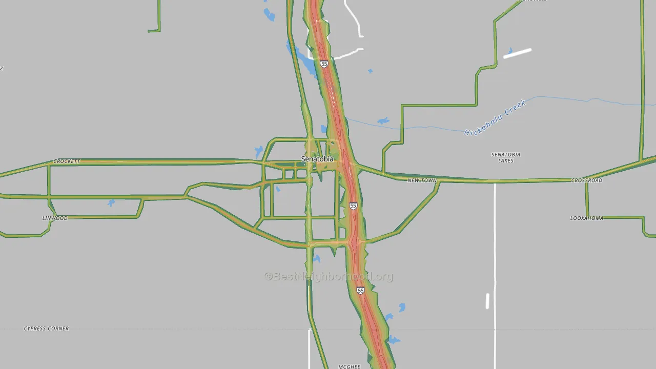 Senatobia, MS Map of Noise Levels in Senatobia