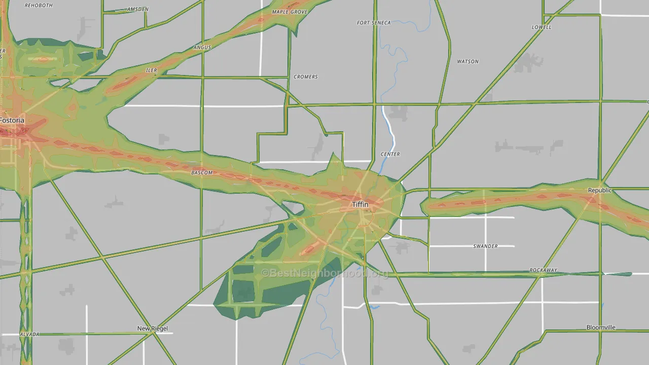 Seneca County, OH Map of Noise Levels in Seneca County