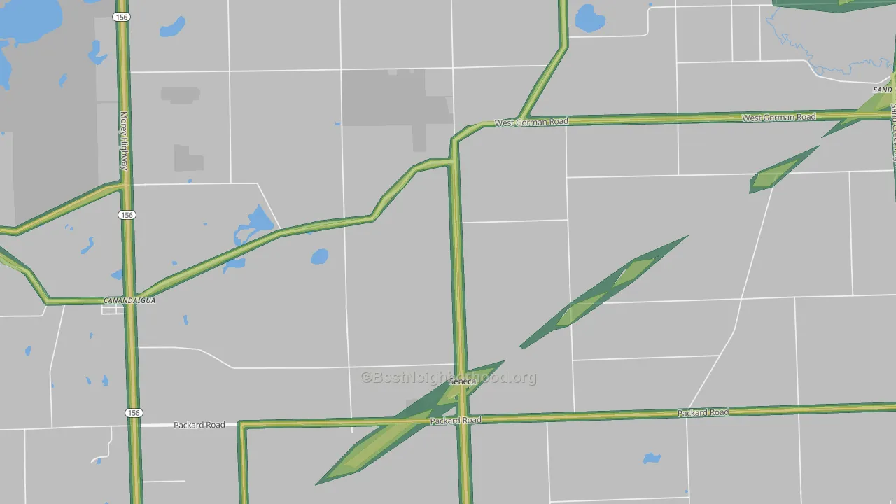 Seneca, MI Map of Noise Levels in Seneca