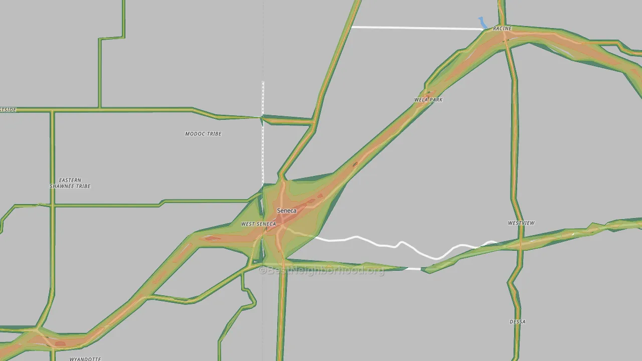 Seneca, MO Map of Noise Levels in Seneca