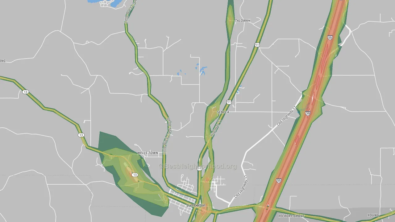 Seneca, MS Map of Noise Levels in Seneca