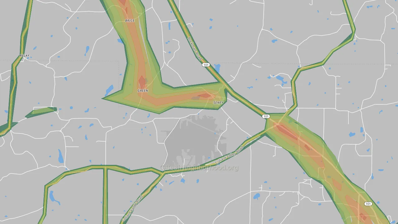 Seney, GA Map of Noise Levels in Seney