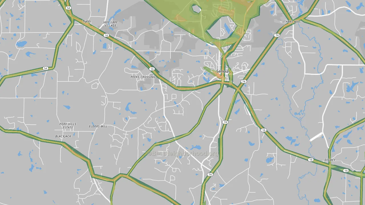 Senoia, GA Map of Noise Levels in Senoia