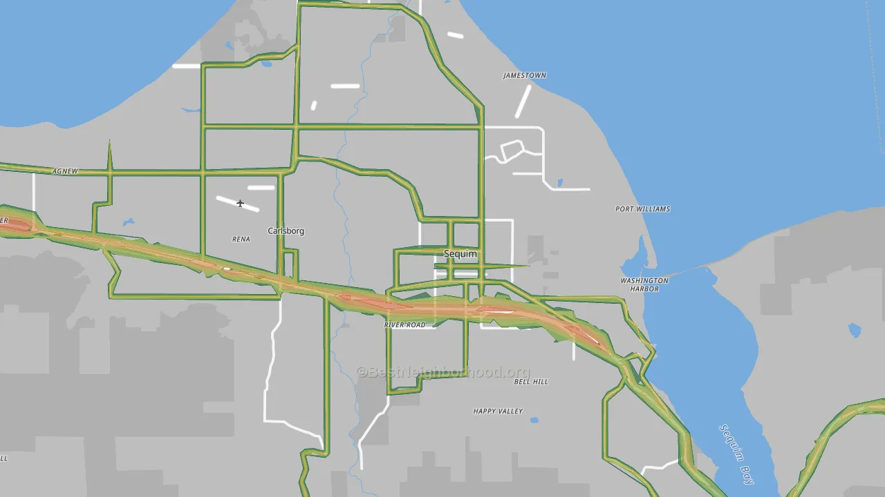 Sequim, WA Map of Noise Levels in Sequim