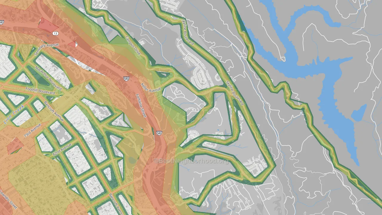 Sequoyah, Oakland, CA Map of Noise Levels in Sequoyah