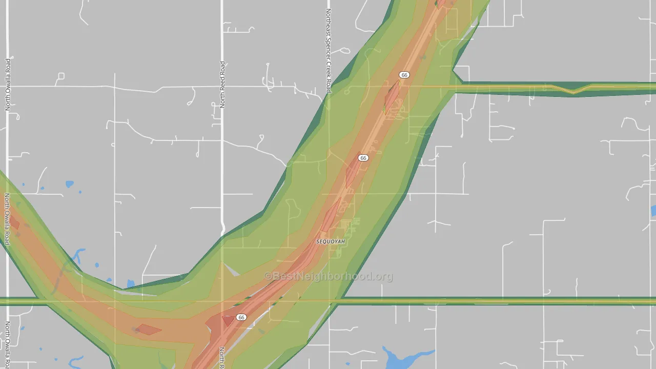 Sequoyah, OK Map of Noise Levels in Sequoyah