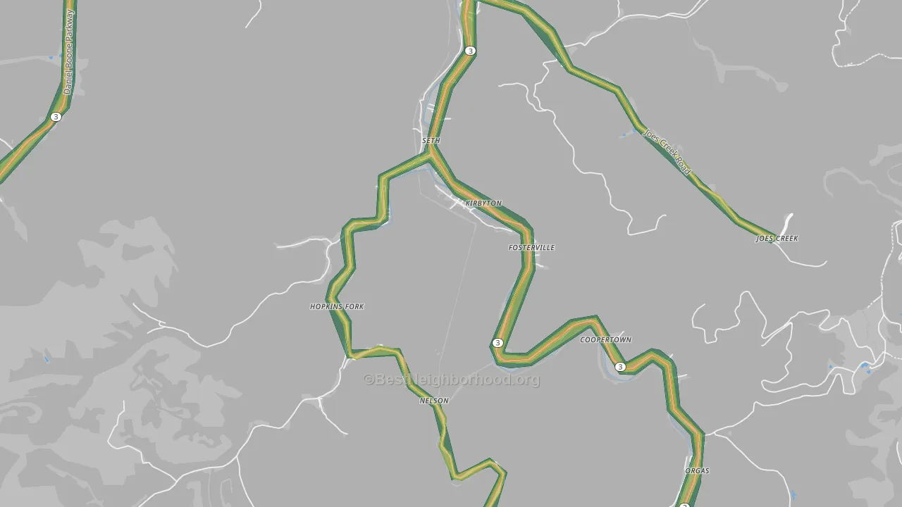 Seth, WV Map of Noise Levels in Seth