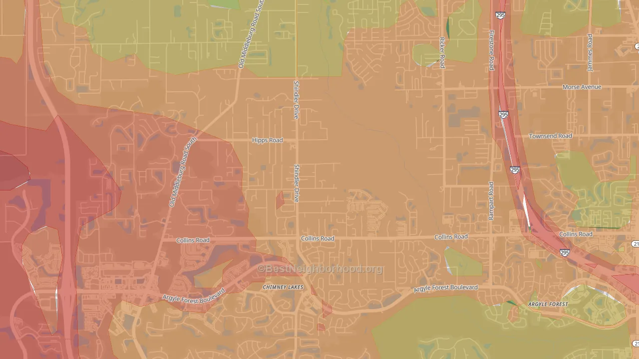 Settlers Landing, Jacksonville, FL Map of Noise Levels in Settlers Landing