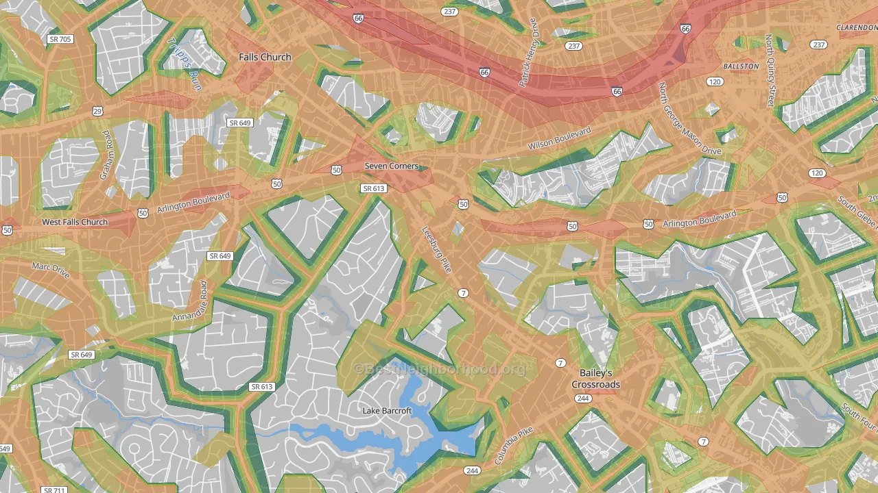 Seven Corners, VA Map of Noise Levels in Seven Corners