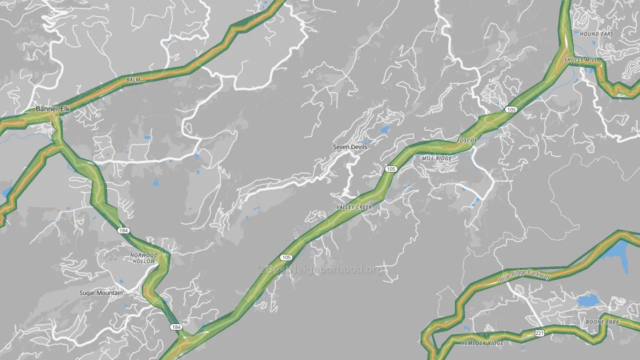 Seven Devils, NC Map of Noise Levels in Seven Devils