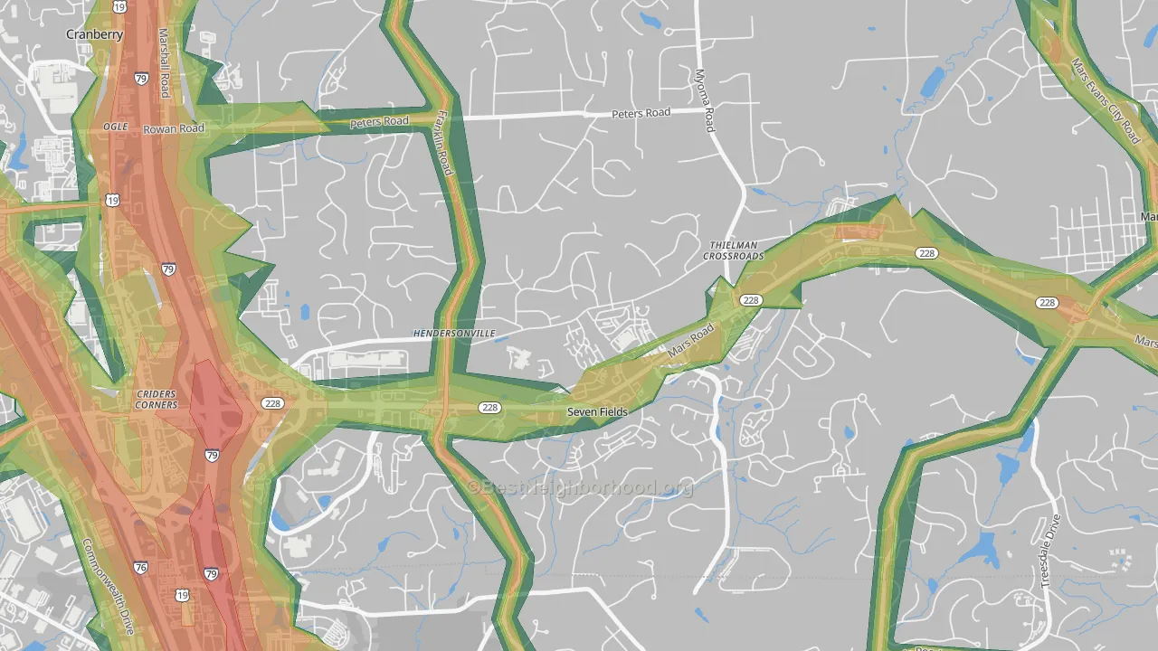 Seven Fields, PA Map of Noise Levels in Seven Fields