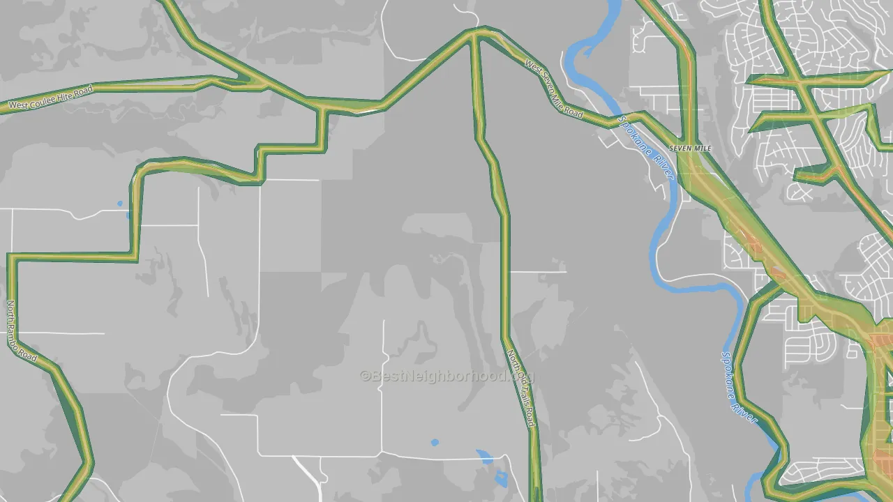 Seven Mile, WA Map of Noise Levels in Seven Mile