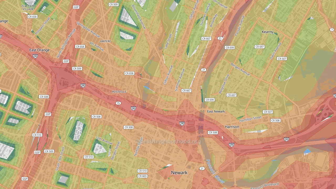 Seventh Avenue, Newark, NJ Map of Noise Levels in Seventh Avenue