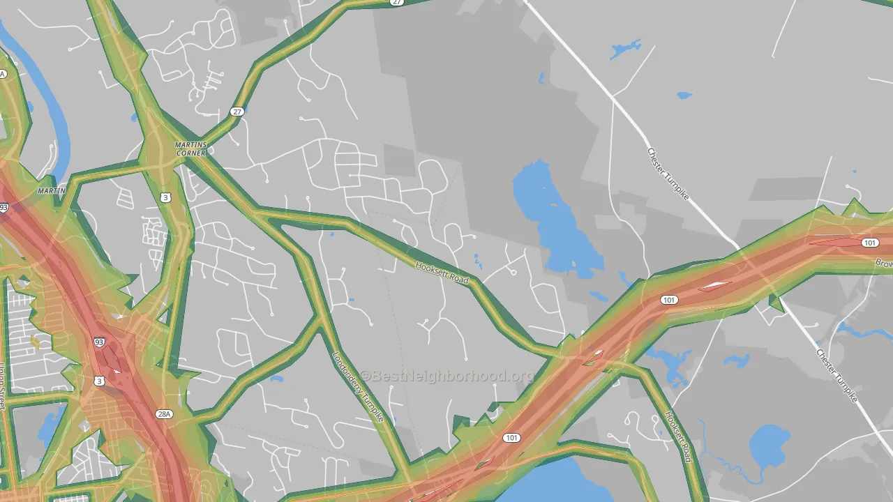 Severance, NH Map of Noise Levels in Severance