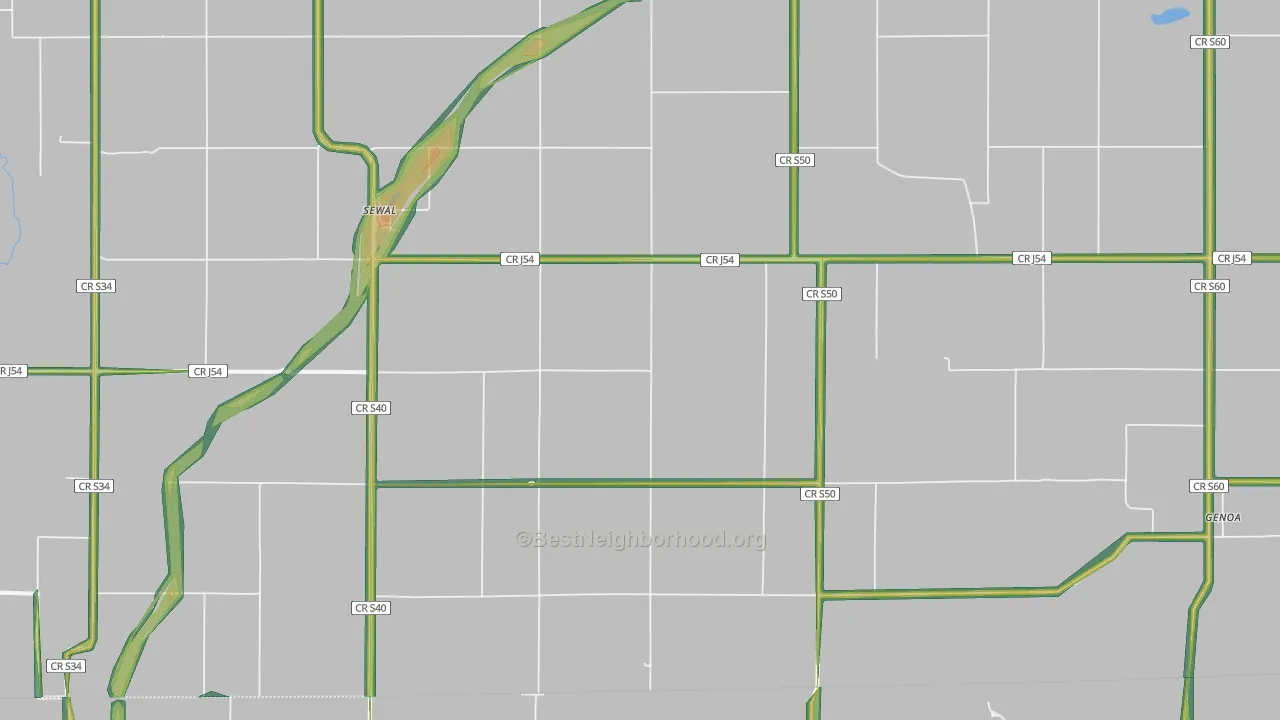 Sewal, IA Map of Noise Levels in Sewal