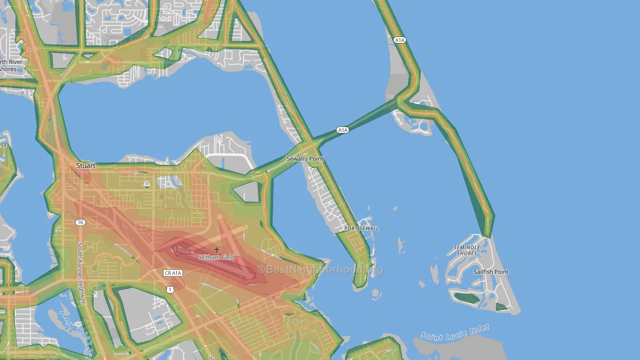 Sewalls Point, FL Map of Noise Levels in Sewalls Point